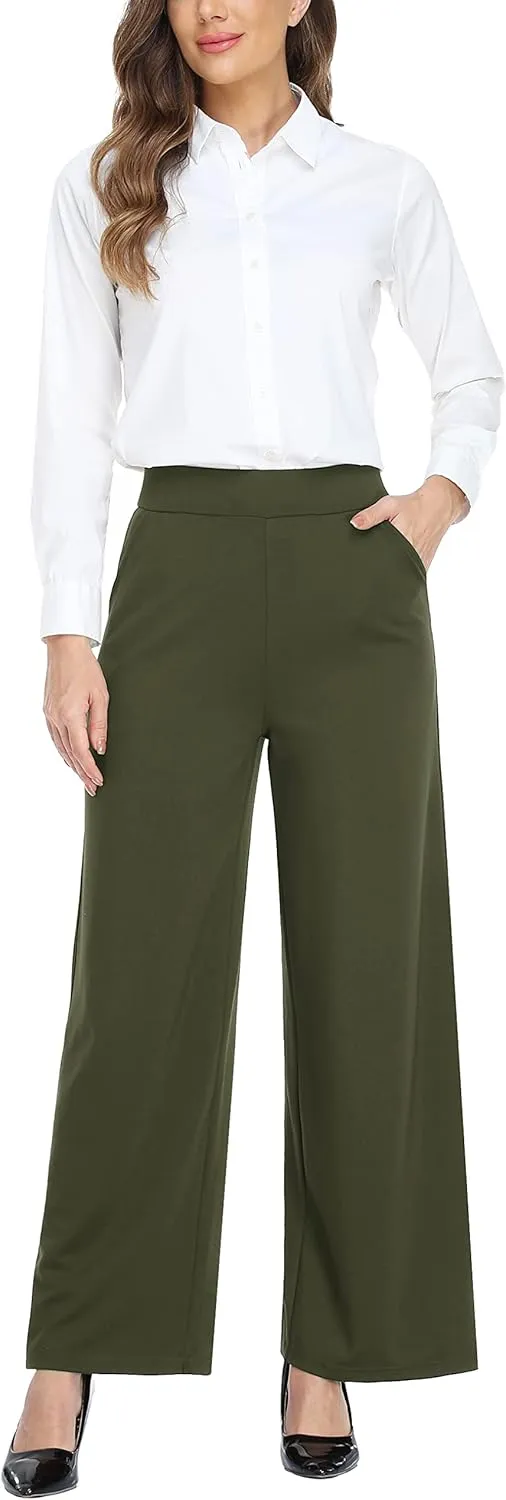 MISS MOLY Women's High Waist Wide Leg Palazzo Pants Business Casual Stretch Trousers Dress Pants