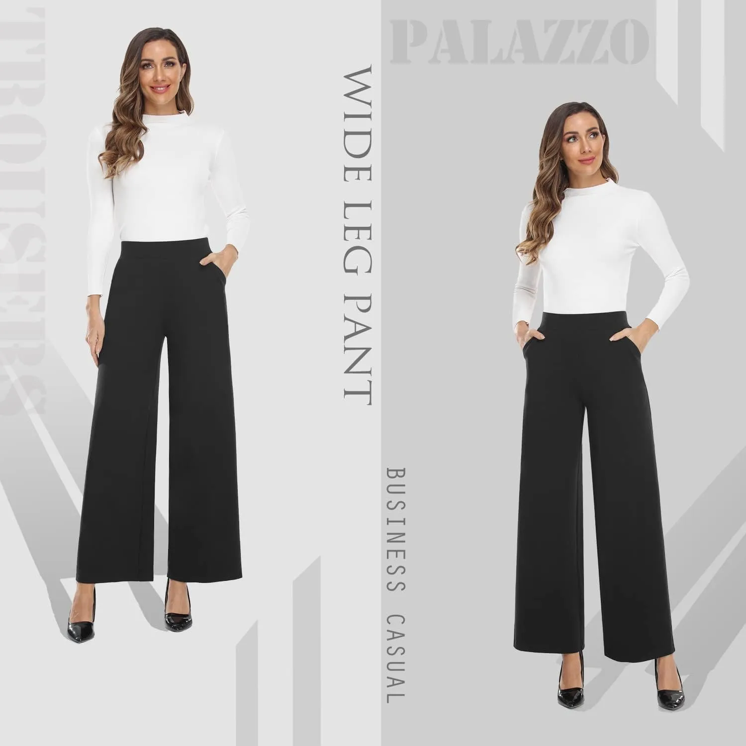 MISS MOLY Women's High Waist Wide Leg Palazzo Pants Business Casual Stretch Trousers Dress Pants