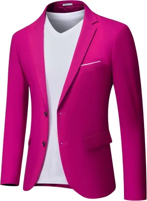 MrSure Men's Casual Blazer Slim Fit Two Buttons Suit Jackt, Lightweight Sport Coats for Daily