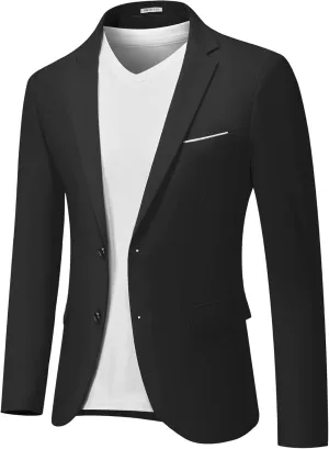 MrSure Men's Casual Blazer Slim Fit Two Buttons Suit Jackt, Lightweight Sport Coats for Daily