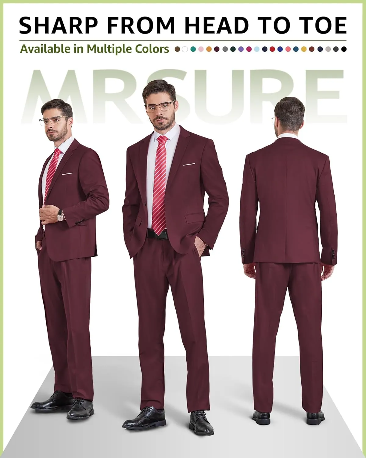 MrSure Men's Casual Blazer Slim Fit Two Buttons Suit Jackt, Lightweight Sport Coats for Daily