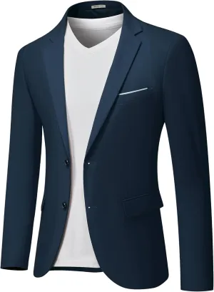 MrSure Men's Casual Blazer Slim Fit Two Buttons Suit Jackt, Lightweight Sport Coats for Daily