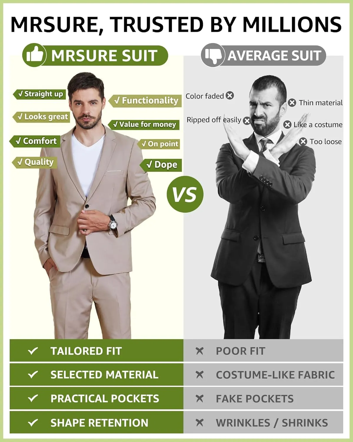 MrSure Men's Casual Blazer Slim Fit Two Buttons Suit Jackt, Lightweight Sport Coats for Daily