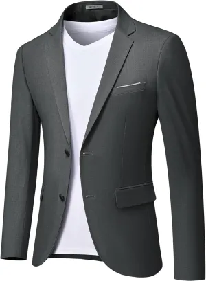 MrSure Men's Casual Blazer Slim Fit Two Buttons Suit Jackt, Lightweight Sport Coats for Daily