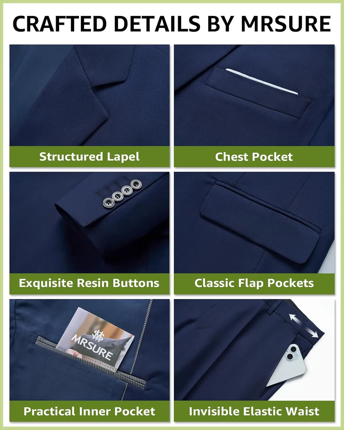 MrSure Men's Casual Blazer Slim Fit Two Buttons Suit Jackt, Lightweight Sport Coats for Daily