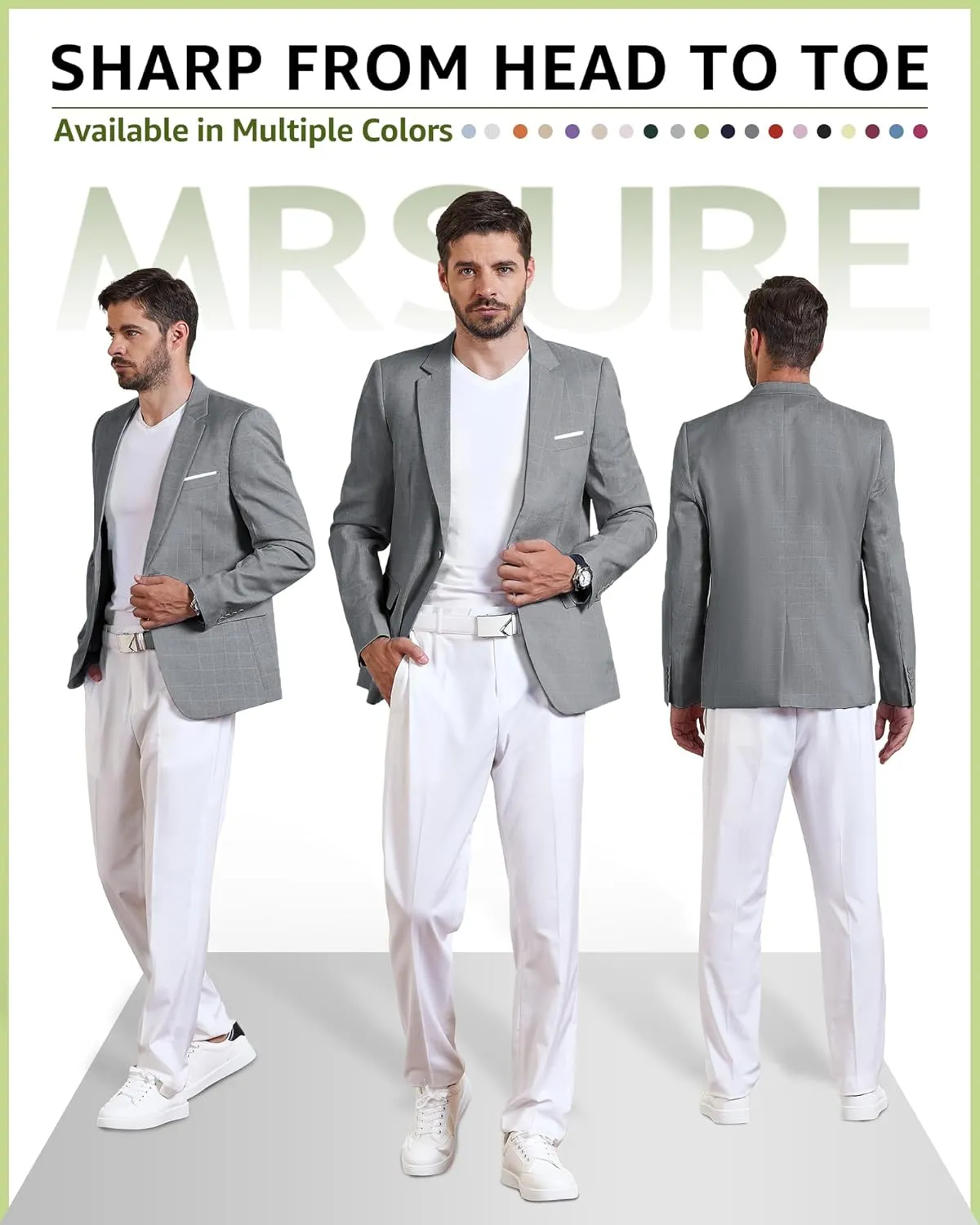 MrSure Mens Linen Blazer, Lightweight Casual Sport Coats, Solid Slim Fit Suit Jacket for Daily