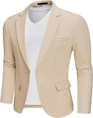 MrSure Mens Linen Blazer, Lightweight Casual Sport Coats, Solid Slim Fit Suit Jacket for Daily