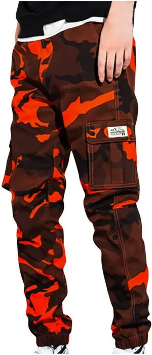 Muscularfit Men Cargo Pants Loose Fit Multi Pockets Camouflage Sweatpants Casual Stretch Tactical Hiking Pant Outdoor Fashion