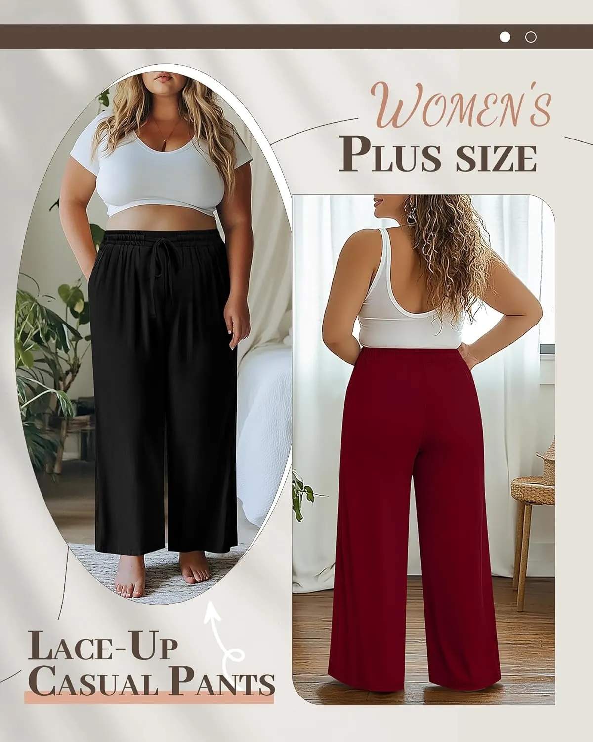 Neer 3 Pack Women's Plus Size Pants Wide Leg Lounge Yoga Pants Casual Baggy Drawstring High Waist Sweatpants with Pockets