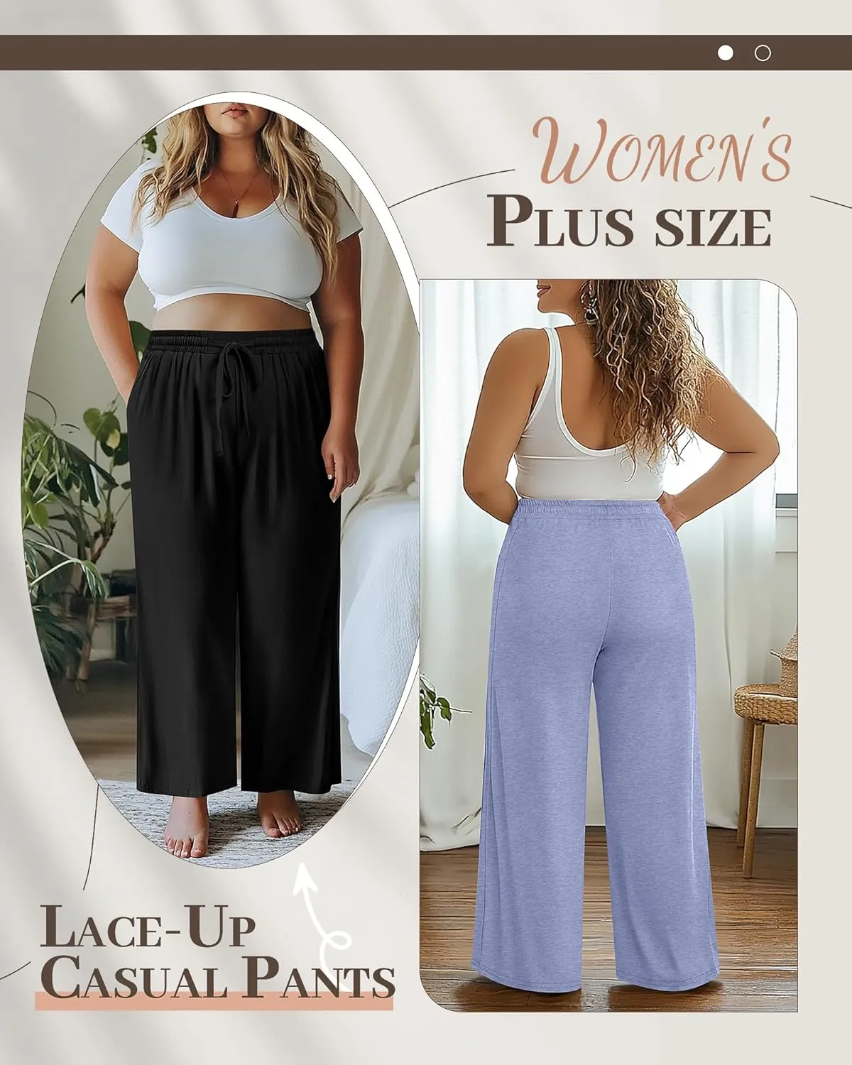 Neer 3 Pack Women's Plus Size Pants Wide Leg Lounge Yoga Pants Casual Baggy Drawstring High Waist Sweatpants with Pockets