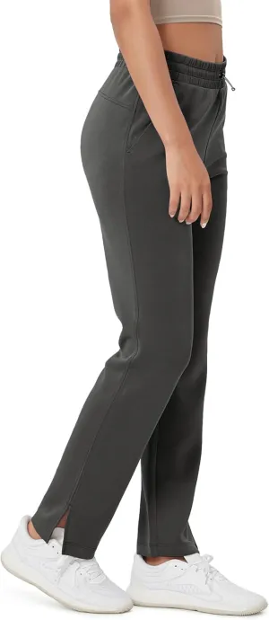 ODODOS Women's Modal Soft Split-Hem High Waist Pants with Pockets Adjustable Shockcord Casual Lounge Pants