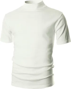 Ohoo Mens Short Sleeve Mock Turtleneck Basic Tops Lightweight Slim Fit Pullover Sweater