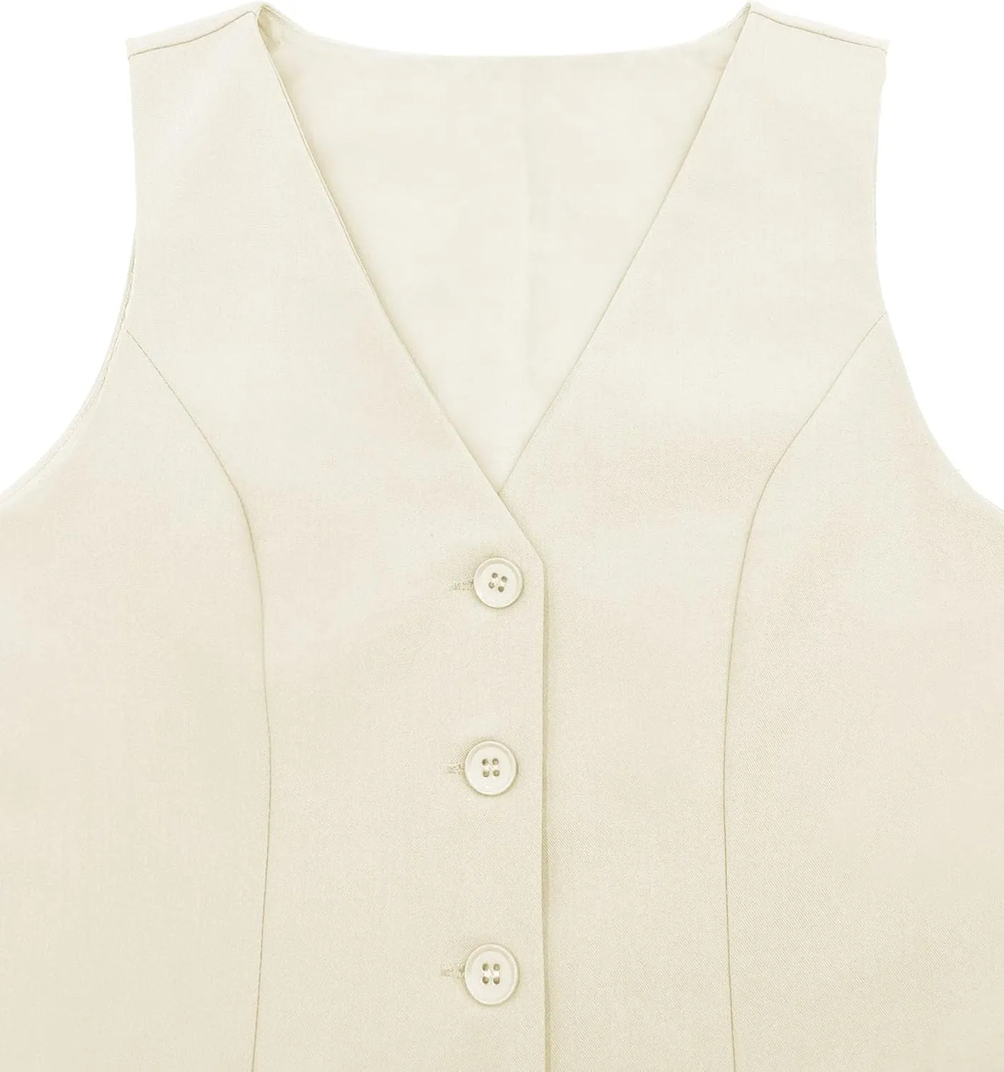 Orchidays Women's Business V Neck Sleeveless Vests Fully Lined Button Up Regular Fitted Jacket Waistcoats