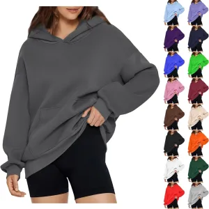 Oversized Hoodie for Women Fleece Sweatshirt with Kangaroo Pockets Long Sleeve Sweaters Pullover Fall Preppy Clothes