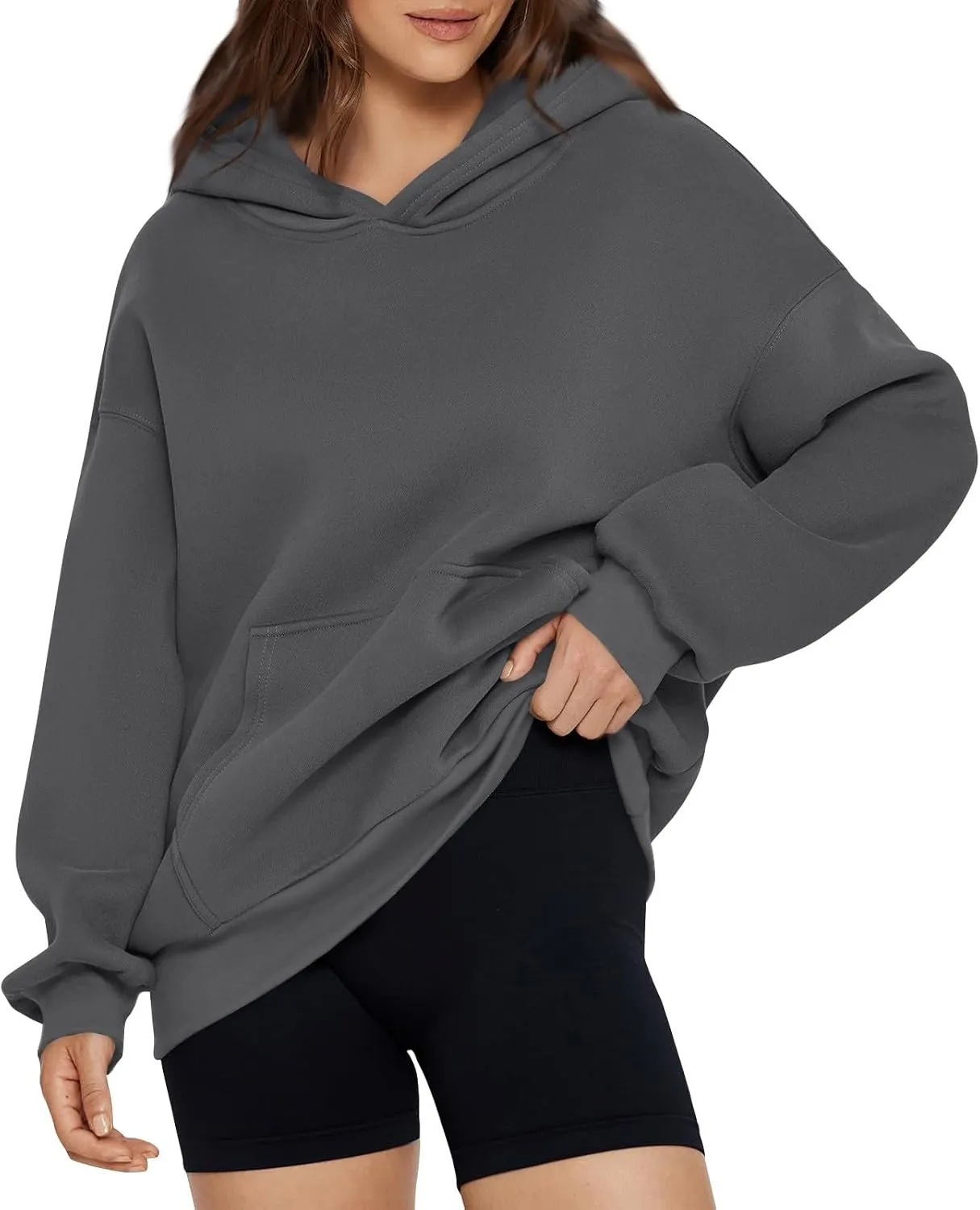 Oversized Hoodie for Women Fleece Sweatshirt with Kangaroo Pockets Long Sleeve Sweaters Pullover Fall Preppy Clothes