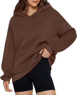 Oversized Hoodie for Women Fleece Sweatshirt with Kangaroo Pockets Long Sleeve Sweaters Pullover Fall Preppy Clothes