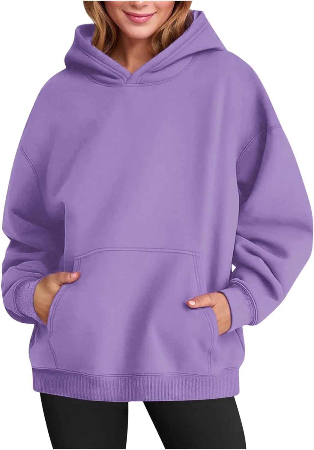 Oversized Hoodies for Women 2024 Stylish Baggy Solid Basic Pullover Sweatshirts Casual Outdoor Comfy Soft Fall Outfit