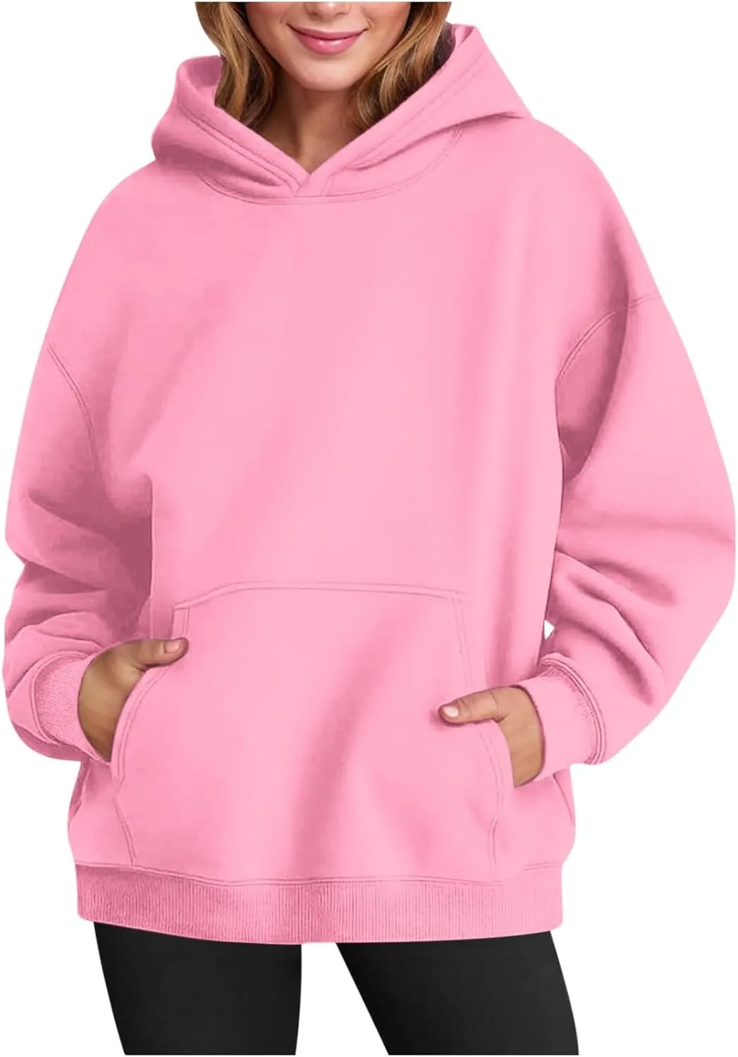 Oversized Hoodies for Women 2024 Stylish Baggy Solid Basic Pullover Sweatshirts Casual Outdoor Comfy Soft Fall Outfit