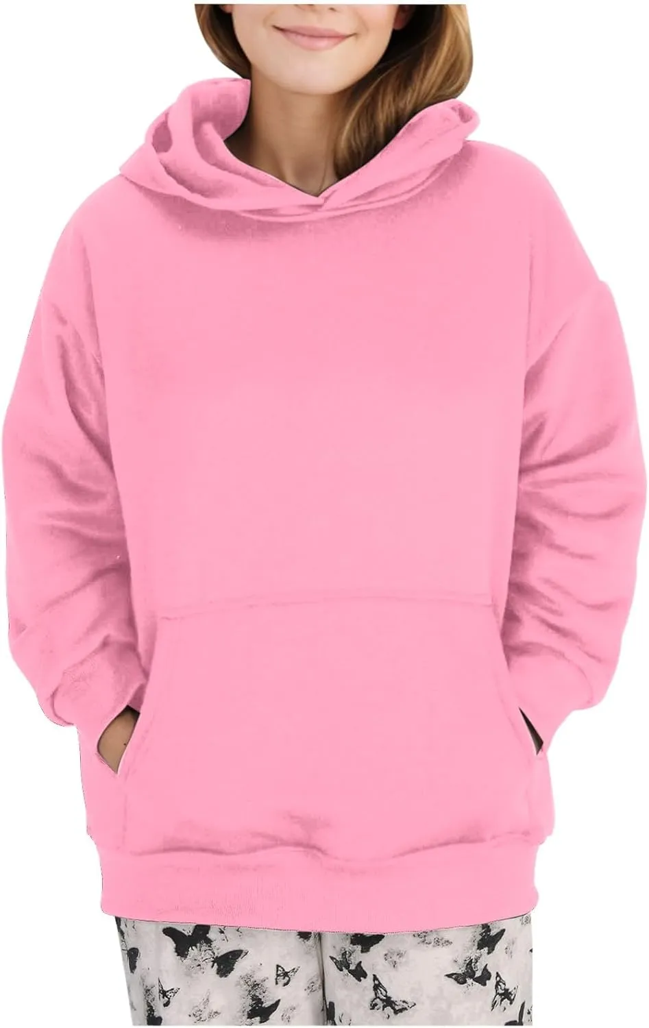 Oversized Hoodies for Women 2024 Stylish Baggy Solid Basic Pullover Sweatshirts Casual Outdoor Comfy Soft Fall Outfit