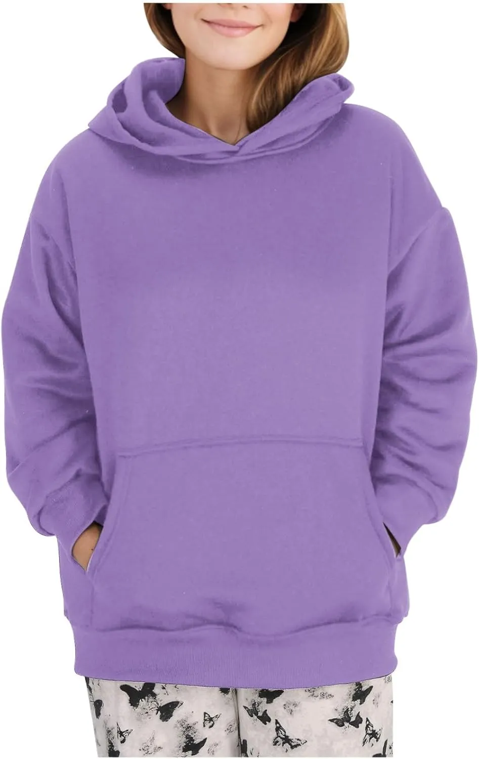 Oversized Hoodies for Women 2024 Stylish Baggy Solid Basic Pullover Sweatshirts Casual Outdoor Comfy Soft Fall Outfit