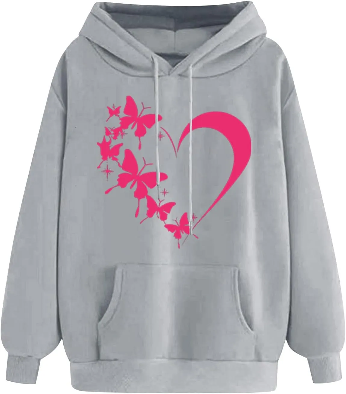 Oversized Y2k Hoodies Women Graphic Sweatshirt Long Sleeve Pullover Top Cute Heart Print Valentine's Day Outfits