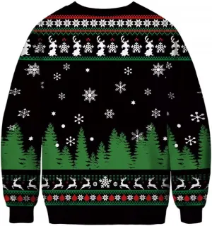 Plus Size Ugly Christmas Sweatshirt, Christmas Couples Crewneck Sweatshirts Unisex Long Sleeve Pullover Top