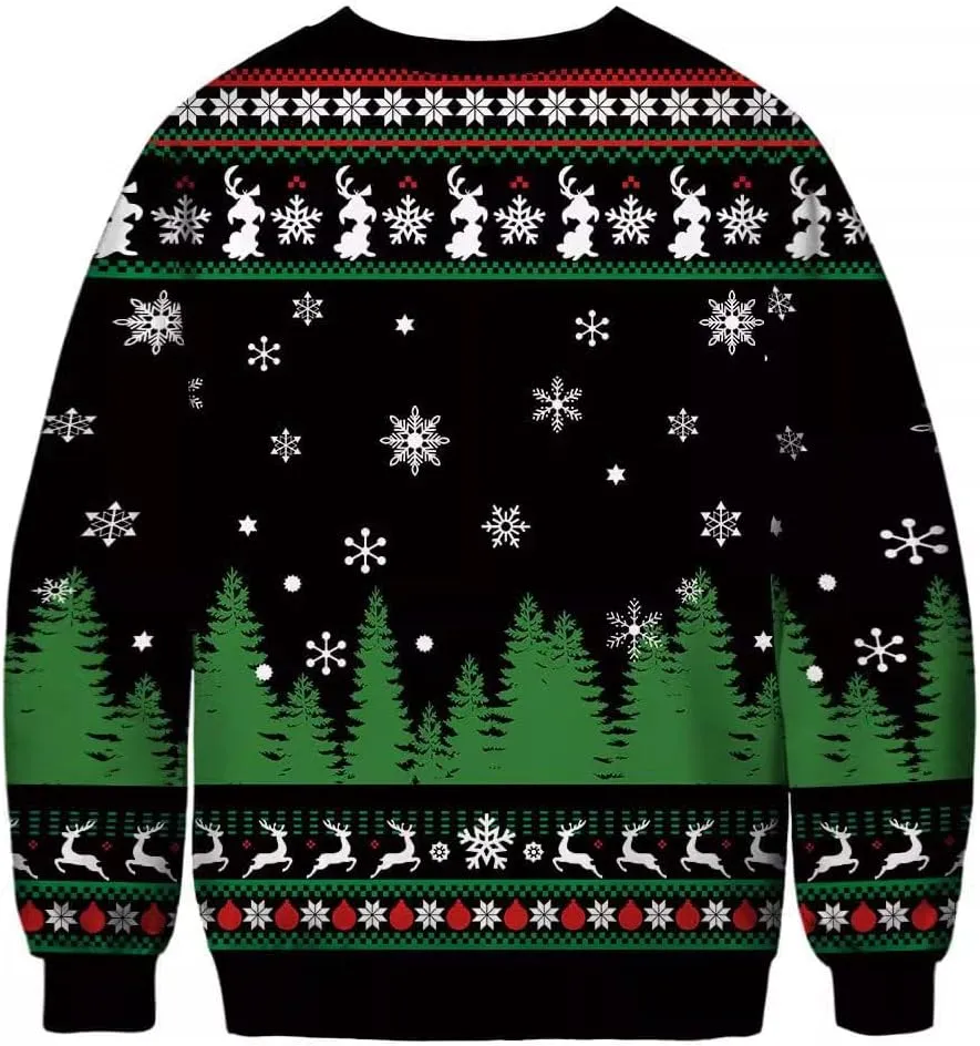 Plus Size Ugly Christmas Sweatshirt, Christmas Couples Crewneck Sweatshirts Unisex Long Sleeve Pullover Top