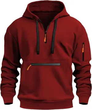 Quarter Zip Pullover Tactical Hoodies For Men Vintage Workout Hoodies With Pockets Military Tactical Sweatshirt