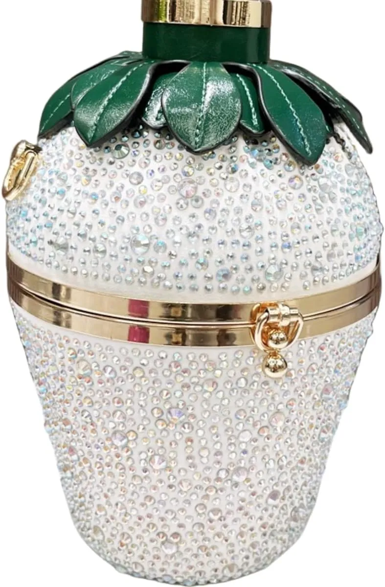 Rhinestone strawberry handbag for women, Cute rhinestone strawberry crossbody bag,Special evening clutch bag.