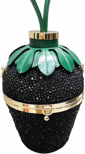 Rhinestone strawberry handbag for women, Cute rhinestone strawberry crossbody bag,Special evening clutch bag.