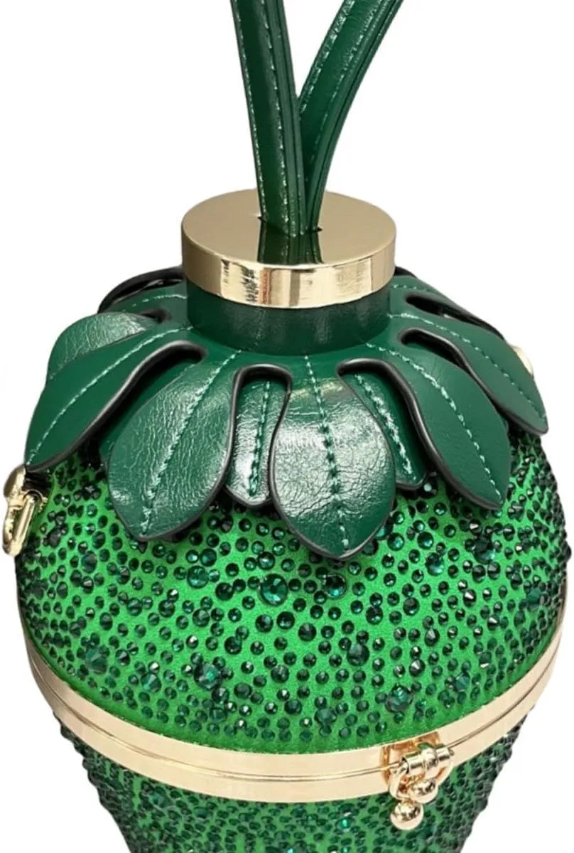 Rhinestone strawberry handbag for women, Cute rhinestone strawberry crossbody bag,Special evening clutch bag.