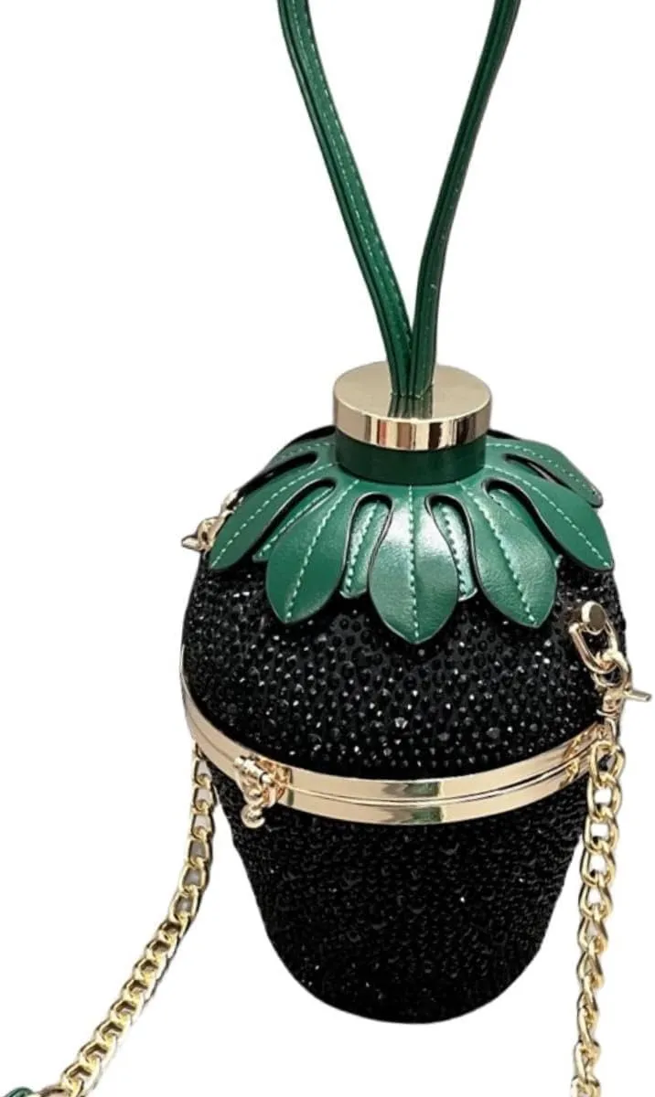 Rhinestone strawberry handbag for women, Cute rhinestone strawberry crossbody bag,Special evening clutch bag.