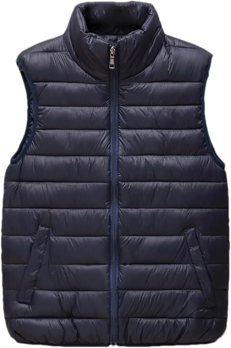 SaoBiiu Men Sleeveless Jacket Vest Winter Cotton-Padded Coats Vests Stand Collar Warm Loose Zipper Waistcoats