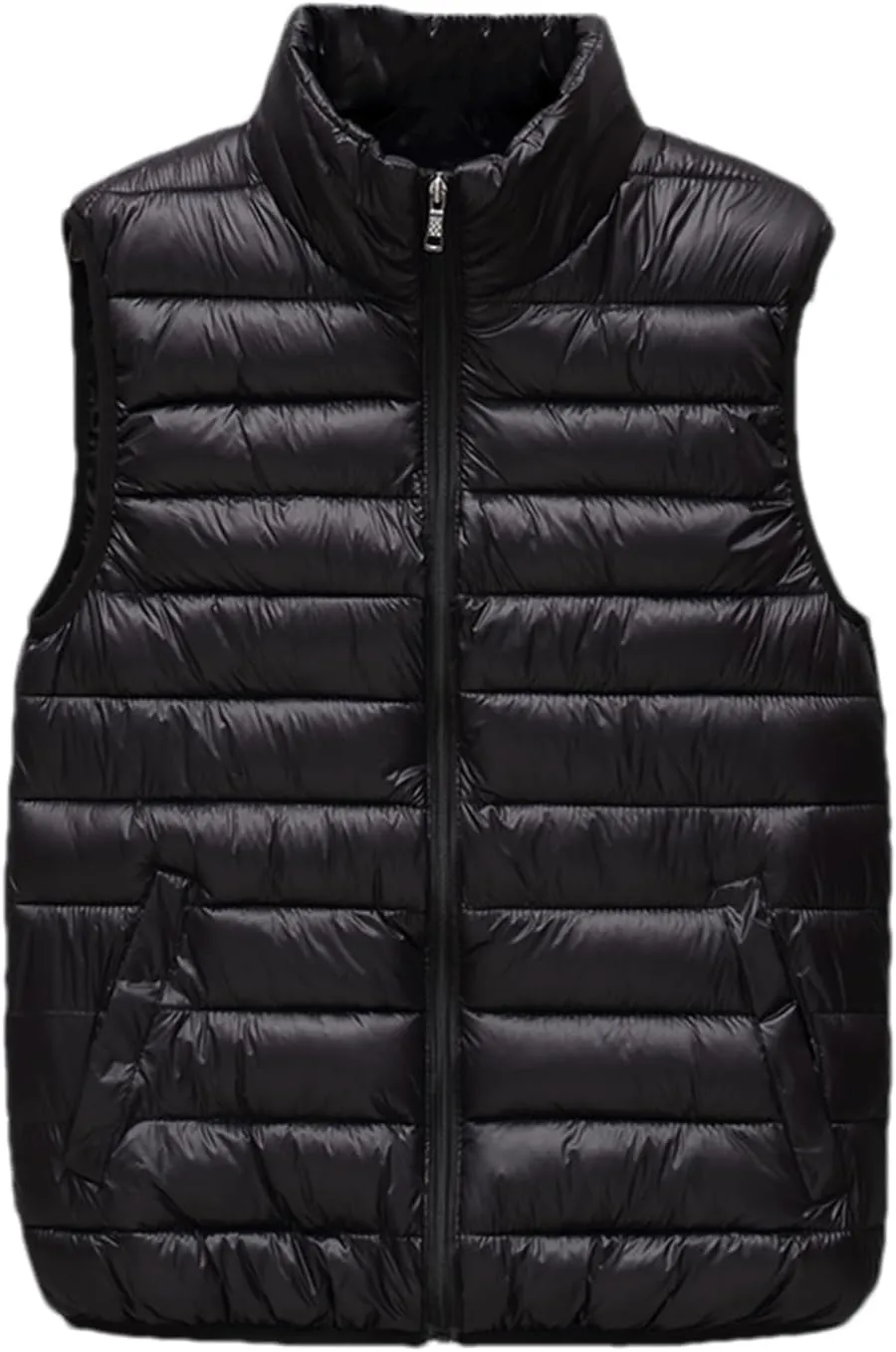 SaoBiiu Men Sleeveless Jacket Vest Winter Cotton-Padded Coats Vests Stand Collar Warm Loose Zipper Waistcoats