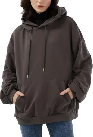 SDEER Womens Oversized Hoodies Sweatshirts Casual Loose Long Sleeve Drawstring Hooded Pullover Fall Winter Tops