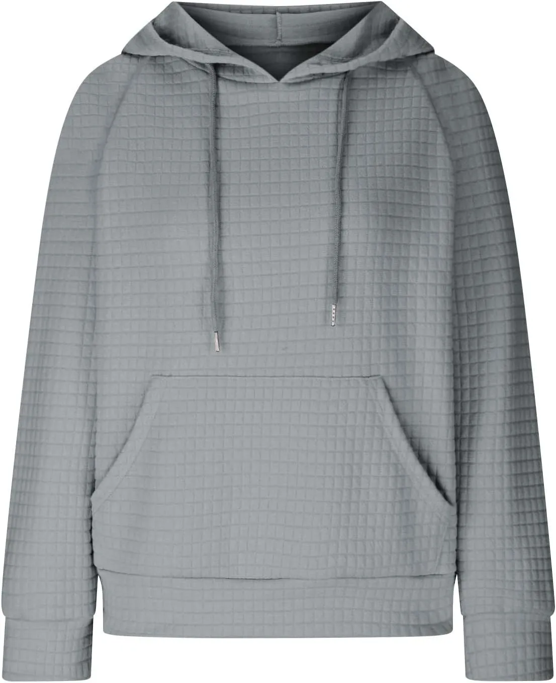 SHOPESSA Women Pullover Hoodie Sweatshirt Waffle-Knit Shacket Hooded Loose Fit Lightweight Jacket Long Sleeve Boyfriend Shirt