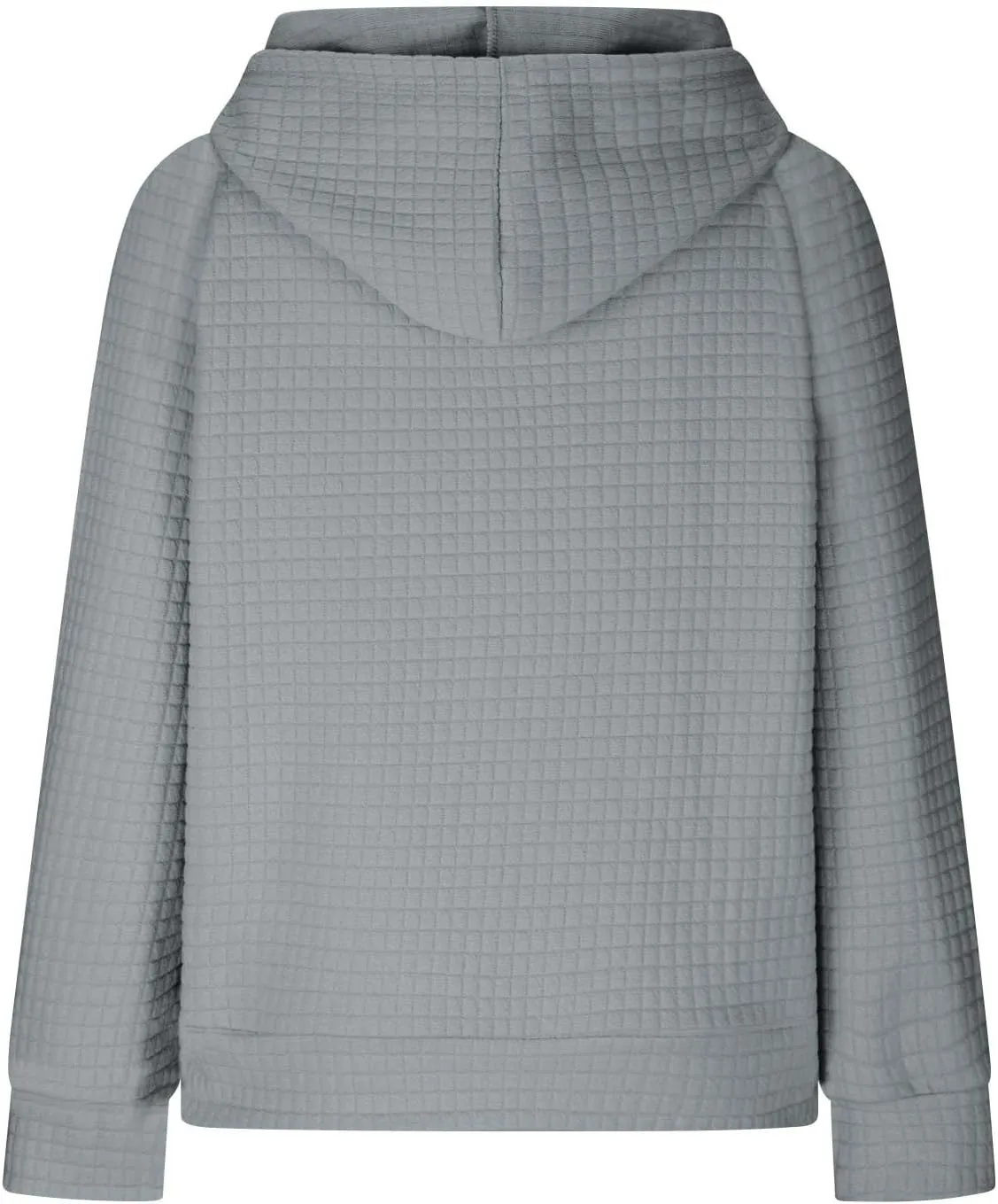 SHOPESSA Women Pullover Hoodie Sweatshirt Waffle-Knit Shacket Hooded Loose Fit Lightweight Jacket Long Sleeve Boyfriend Shirt