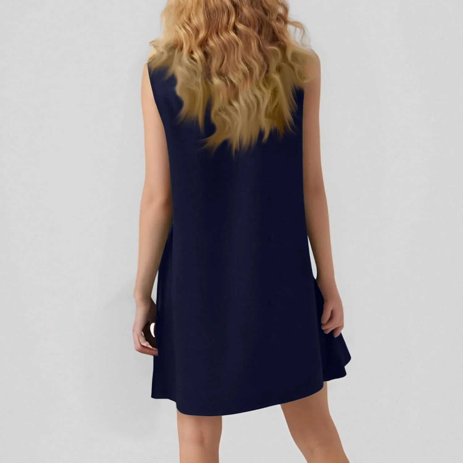 Sleeveless Dress for Women Crewneck Casual Summer Mini Dresses Trendy Ruffle A Line Babydoll Dress Cute Short Sundress
