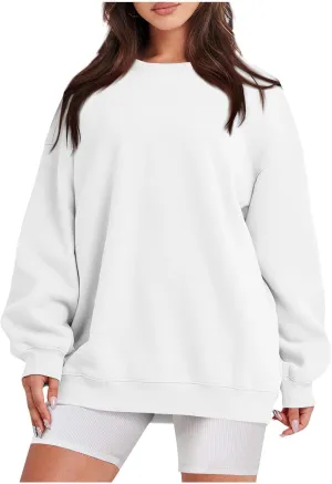 slqdgmryz Crew Neck Sweatshirts Women Oversized Preppy Sweatshirt Loose Fit Long Sleeve Fleece Pullover Crewneck Y2k Hoodie