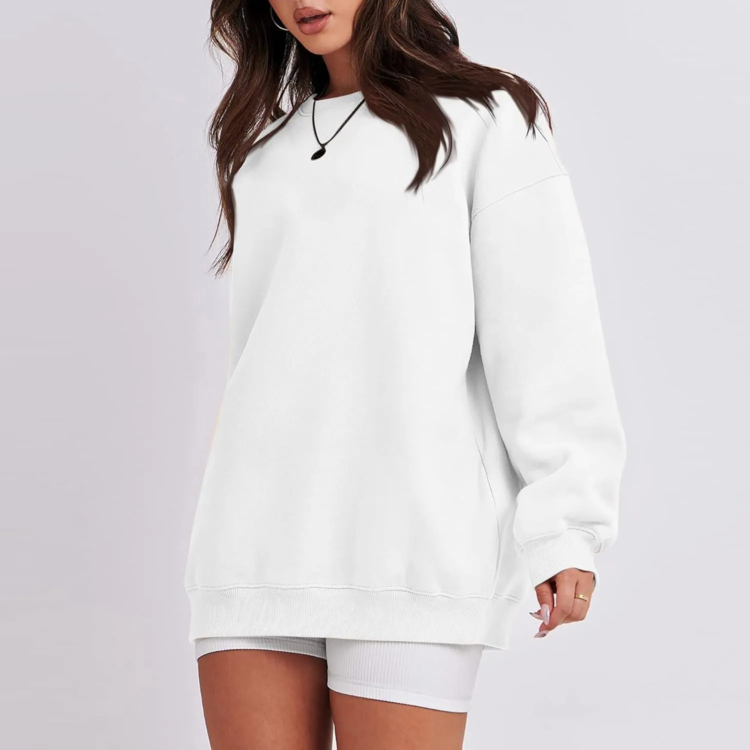 slqdgmryz Crew Neck Sweatshirts Women Oversized Preppy Sweatshirt Loose Fit Long Sleeve Fleece Pullover Crewneck Y2k Hoodie