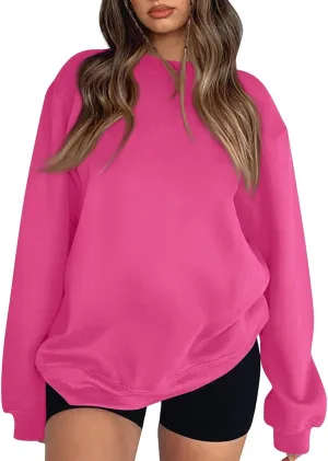 slqdgmryz Oversized Crewneck Sweatshirt Women Fall Preppy Fleece Pullover Loose Fit Cute Sweatshirts Womens Hoodies