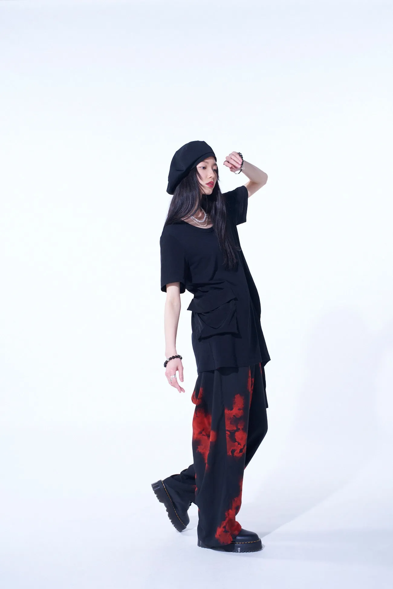 SOFT JERSEY CREPE de CHINE POCKET SIde SLIT KNOT T-SHIRT