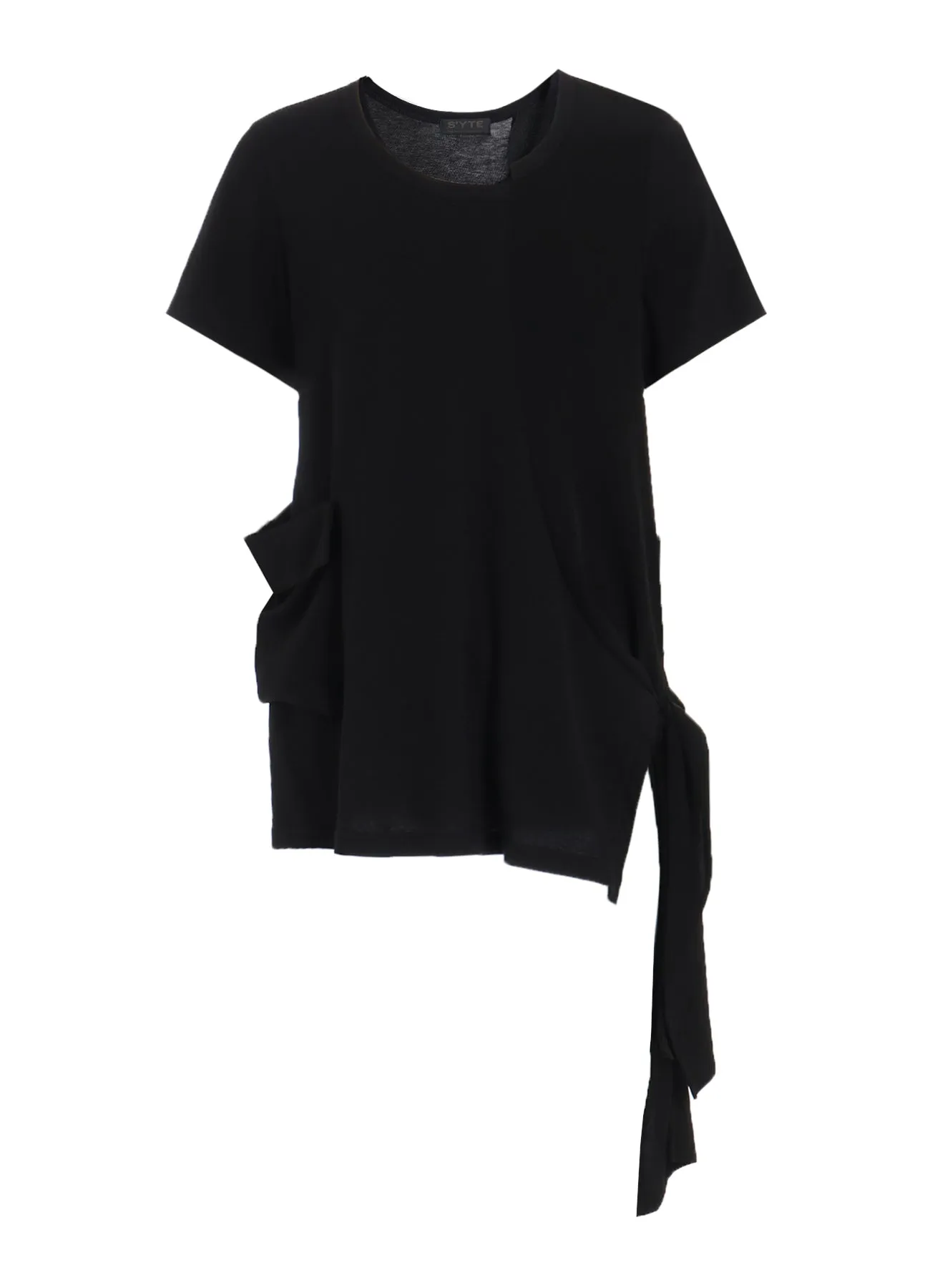 SOFT JERSEY CREPE de CHINE POCKET SIde SLIT KNOT T-SHIRT