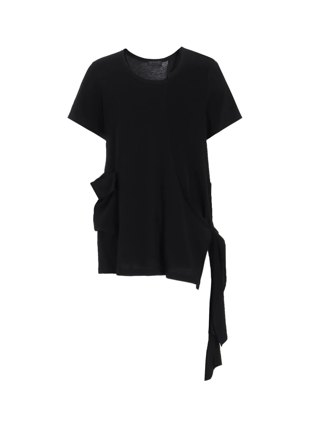 SOFT JERSEY CREPE de CHINE POCKET SIde SLIT KNOT T-SHIRT