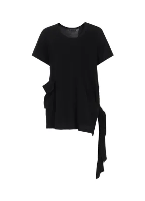 SOFT JERSEY CREPE de CHINE POCKET SIde SLIT KNOT T-SHIRT