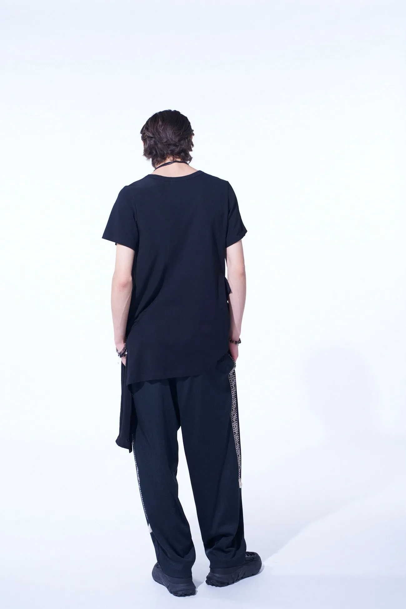 SOFT JERSEY CREPE de CHINE POCKET SIde SLIT KNOT T-SHIRT