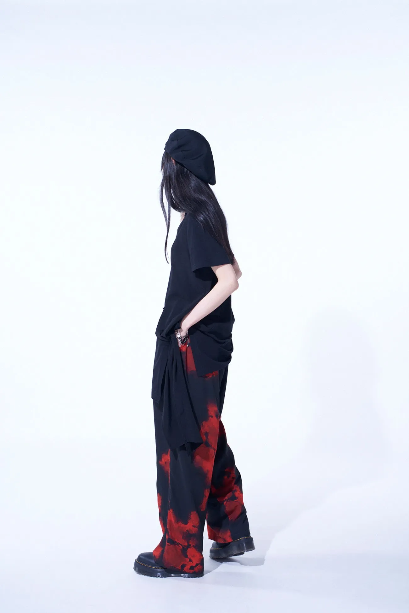 SOFT JERSEY CREPE de CHINE POCKET SIde SLIT KNOT T-SHIRT