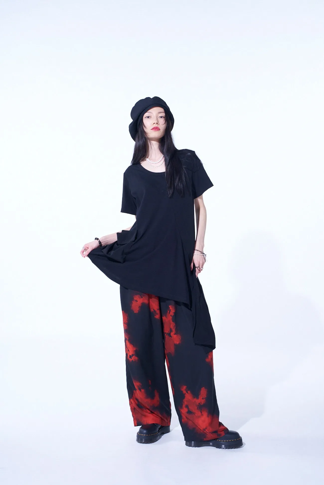 SOFT JERSEY CREPE de CHINE POCKET SIde SLIT KNOT T-SHIRT