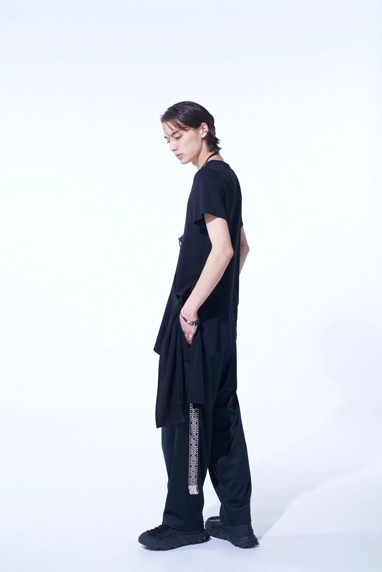 SOFT JERSEY CREPE de CHINE POCKET SIde SLIT KNOT T-SHIRT