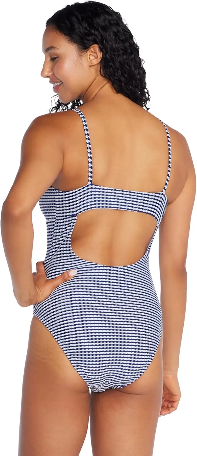 Speedo Women's Swimsuit One Piece V-Neck Strappy Back Contemporary Cut
